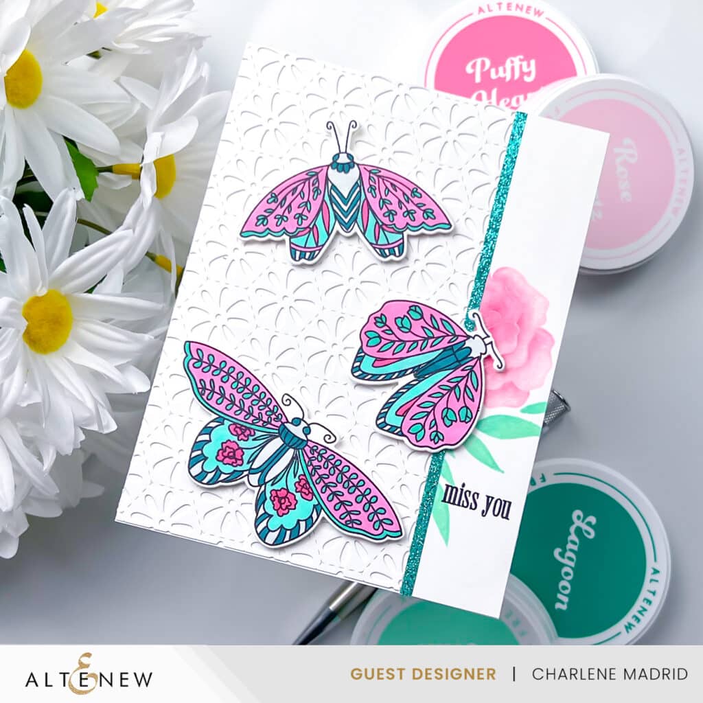 Altenew Midnight Moths, Whimsy Motif, and Honeycomb Daisies
