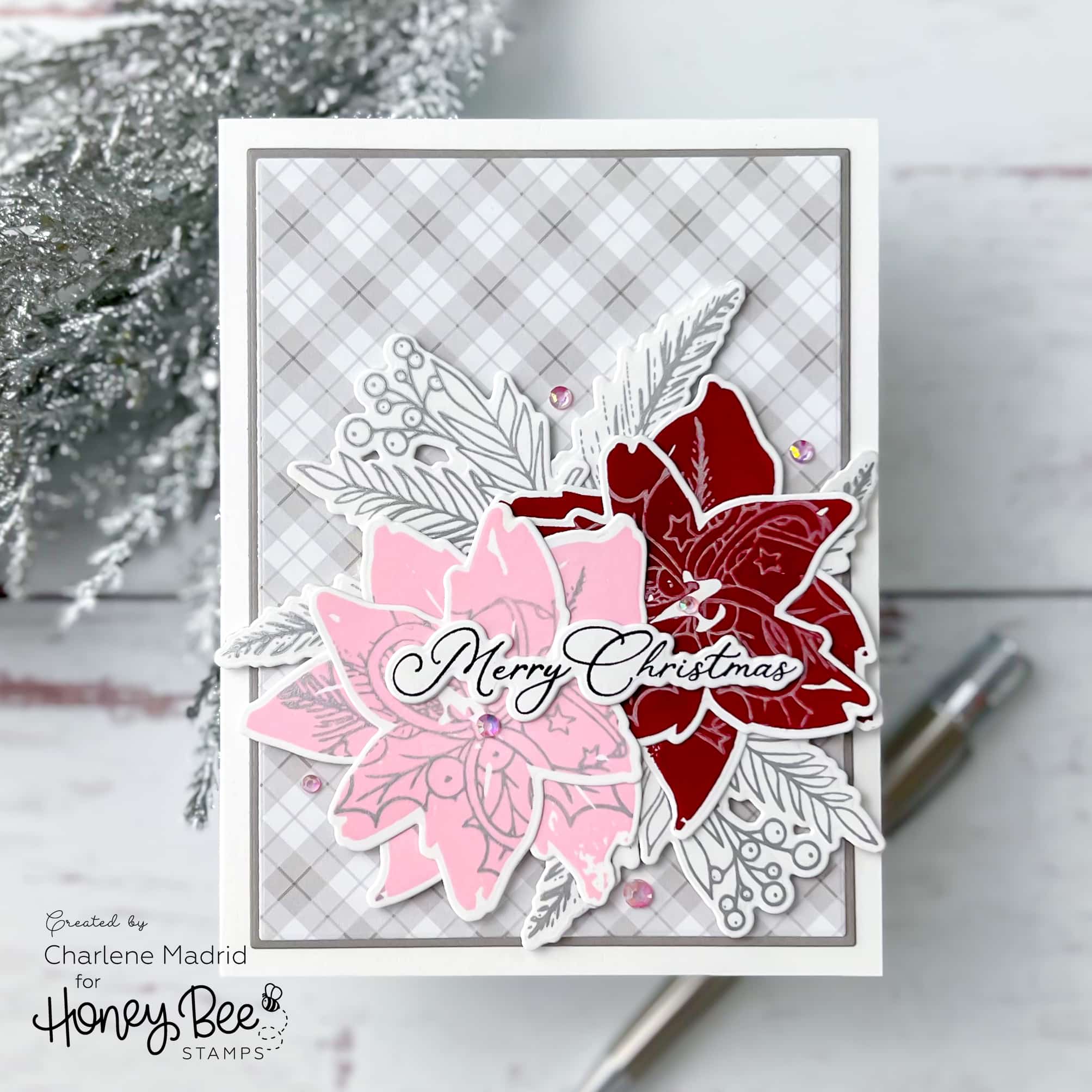 Honey Bee Stamps Winter Watercolor and Pine & Berry Centerpiece stamps