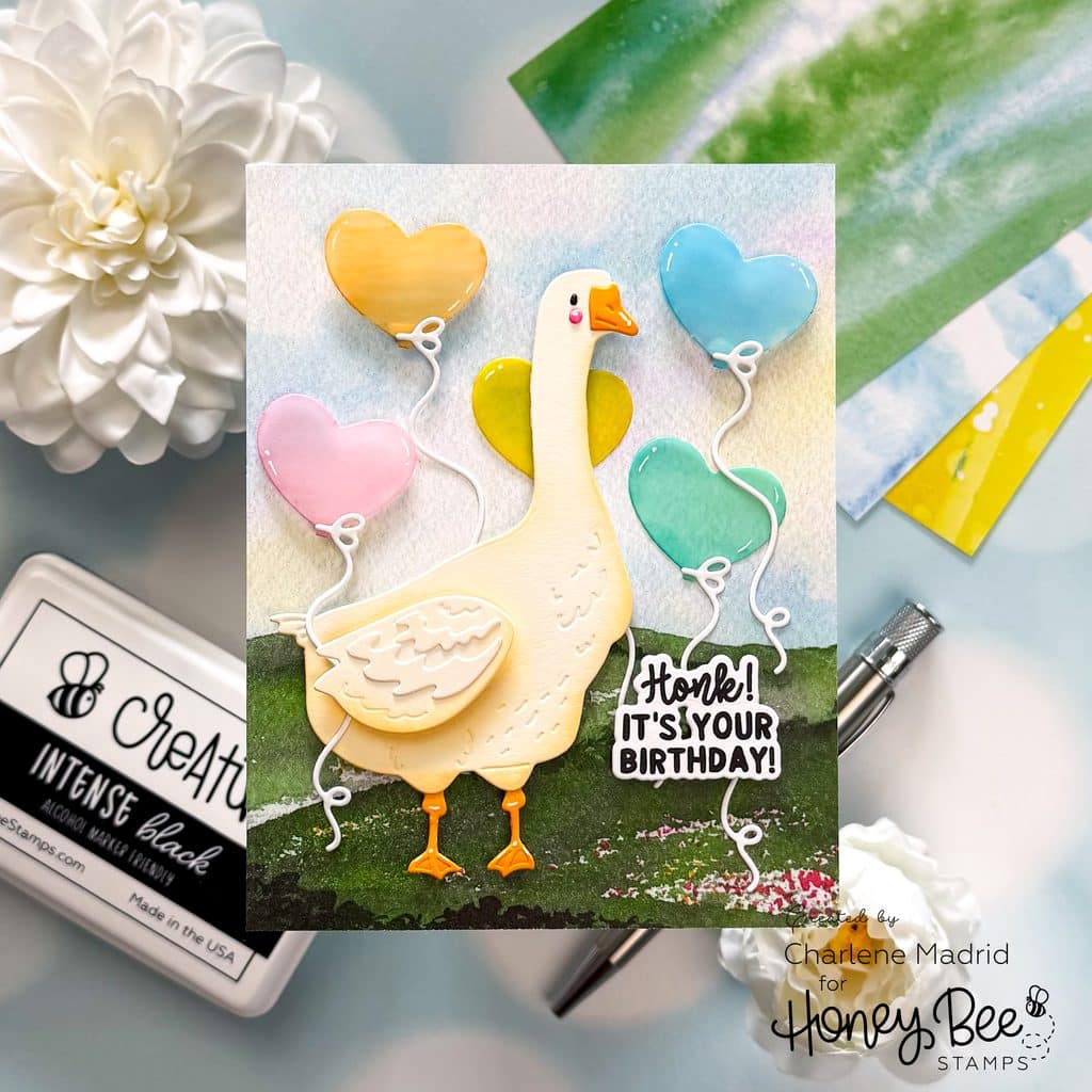 Honey Bee Stamps Porch Goose and translucent vellum balloons