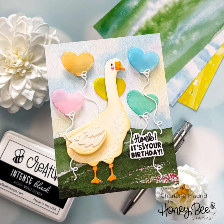Honey Bee Stamps Porch Goose and translucent vellum balloons